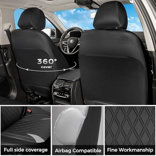 FLORICH Car Seat Covers Front Seat, Leather Seat Covers for Cars, Car Seat Protector Waterproof, Universal Automotive Seat Covers, Front Car Seat Cover Fit for Most Sedans SUV Pick-up Truck - Image 2