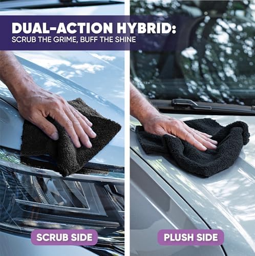 Microfiber Wholesale Pronto Cloths, Dual-Sided Microfiber Cleaning Towels, Soft Plush & Scrub Cloths for Dusting, Scrubbing, Kitchen, Windows & Car Detailing, Absorbent Bulk 50-Pack Black - Image 6
