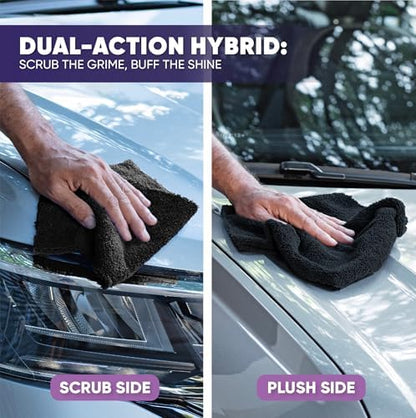 Microfiber Wholesale Pronto Cloths, Dual-Sided Microfiber Cleaning Towels, Soft Plush & Scrub Cloths for Dusting, Scrubbing, Kitchen, Windows & Car Detailing, Absorbent Bulk 50-Pack Black - Image 6