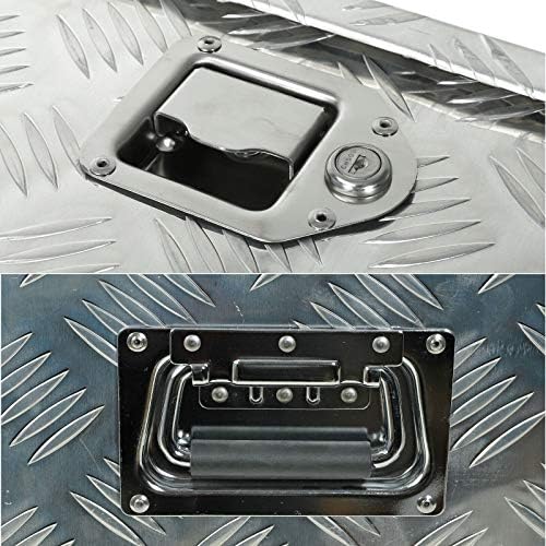 BLACKHORSE-RACING 39 x 13 x 10 Inch Aluminum Truck Trailer Tool Box Chest Box Pickup Underbody Truck Bed Storage Toolbox RV Storage Organizer with Side Handle, Lock & 2 Keys - Silver - Image 7