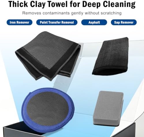 4-Piece Car Detailing Clay Bar Kit with Mitt & Towel Microfiber - Image 3