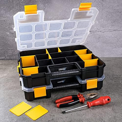 CANOPUS Craft Organizer, Set of 2 Interlocking Cases with Adjustable Compartments, Briefcase-Type Hardware & Parts Organizer, Toolbox Set for Bolts, Nails, Screws, and Other Small Parts - Image 2