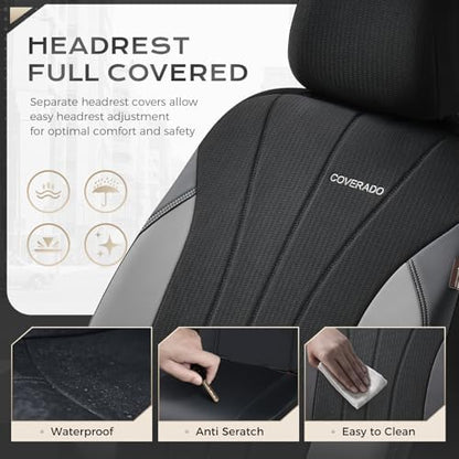 Coverado Seat Covers for Car 2 Seats, Breathable Mesh Seat Protectors, Grey, Universal Fit for SUV, Truck, Sedan - Image 6