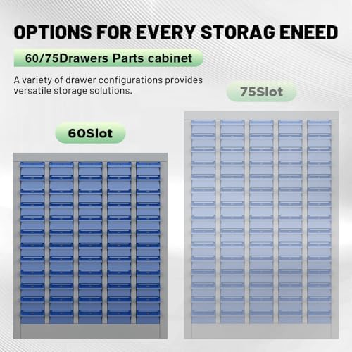Yeeoy 60 Drawers Parts Cabinet, Nut and Bolt Storage Organizer, Grey - Image 6