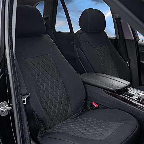 FH Group Car Seat Cover Cushion - 2 Pack Seat Covers for Cars Trucks SUV, Solid Black Neosupreme Car Seat Cushions, Waterproof Car Seat Cover Cushion, Universal Fit Car Seat Protector - Image 4