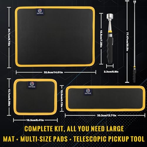 Magnetic Tool Mat Set, 4 Pack Tool Mat Set with Telescoping Pickup Tool | 40LB Strong Magnetic Mat for Tools | Screws & Parts Garage Workshop Organizer for Mechanics & DIY(Red) - Image 2