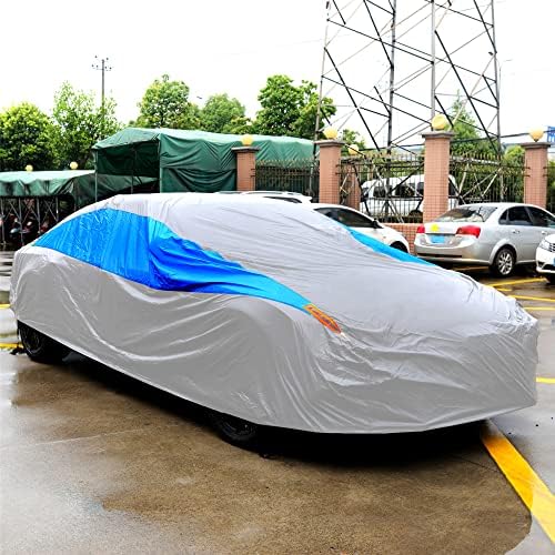 MORNYRAY Waterproof Car Cover All Weather Snowproof UV Protection Windproof Outdoor Full car Cover, Universal Fit for Sedan (Silvery, A6-Fit Sedan Length(207-216 inch) - Image 7