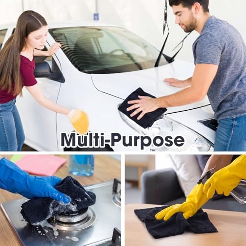 Shimeyao 40 Pcs 16 x 16 Inch Edgeless Microfiber Plush Towels for Cars Detailing Drying Wash Polishing Absorbent Cleaning Cloths, 500 GSM (Black) - Image 6