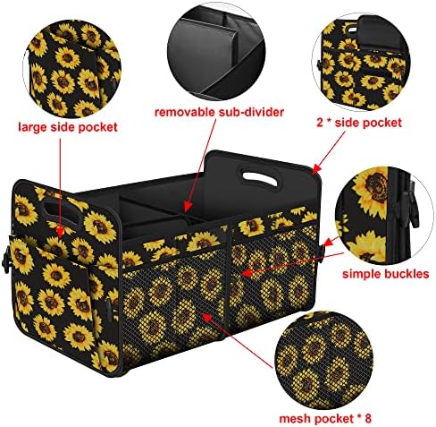 Femuar Car Trunk Organizer with 72L Large Capacity Waterproof Collapsible and 11 Pockets, Trunk Organizer for Car SUV/Jeep/Sedan, Large Size, Sunflower - Image 5