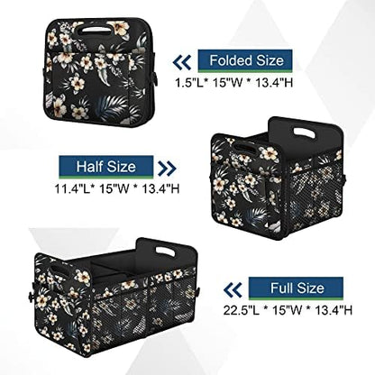 Femuar Car Trunk Organizer,Car Storage Organizer with 72L Large Capacity Waterproof Collapsible and 11 Pockets,Trunk Organizer for Car Suv/Jeep/Sedan, Large Size, Hibiscus flowers - Image 4