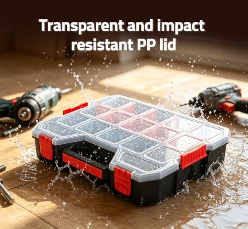 Tools Organizer, Small Parts Storage Toolbox, 14.8 * 11.4 * 2.6" Durable Hardware Box Storage - Image 6