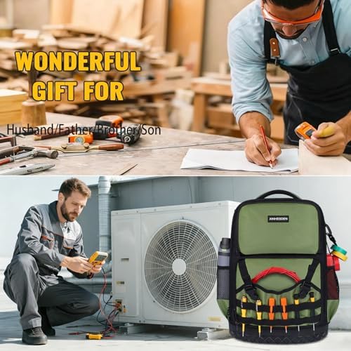 Tool Backpack Heavy Duty, Tool Bag Backpack For Men, Large Empty Toolbag Organizer with Waterproof Molded Hard Bottom, Utility Tool Laptop Storage Back Pack, HVAC Technician Electrician Construction - Image 7