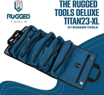 Rugged Tools Titan23-XL Tool Roll - Wrench Roll & Organizer - Canvas Tool Bag & Tool Pouch for Electrician, HVAC, Plumber, Carpenter or Auto Mechanic - Image 4