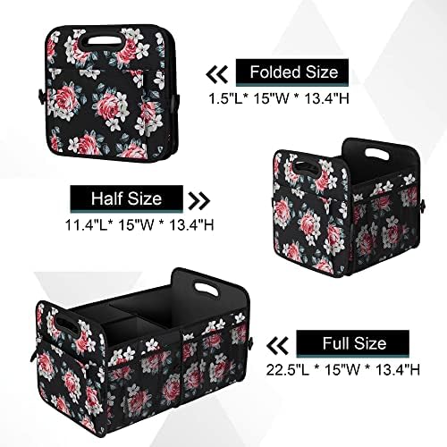 Femuar Car Trunk Organizer,Car Storage Organizer with 72L Large Capacity Waterproof Collapsible and 11 Pockets,Trunk Organizer for Car Suv/Jeep/Sedan, Large Size, Flower - Image 4