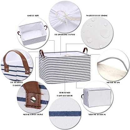 Hinwo 70L Extra Large Canvas Storage Bin with Lid and Handles, 4-Pack - Image 4