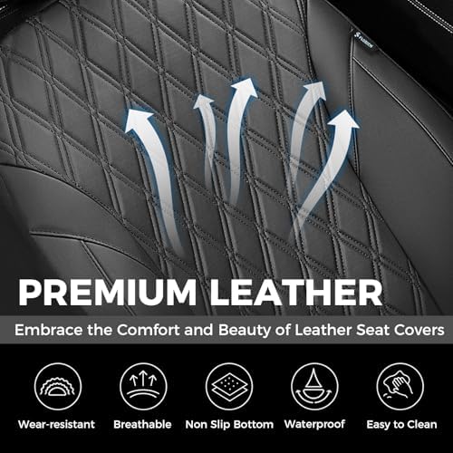 FLORICH Car Seat Covers Front Seat, Leather Seat Covers for Cars Breathable, Car Seat Protector Waterproof, Universal Automotive Seat Covers, Front Car Seat Cover Fit for Most Sedans SUV Pick-up Truck - Image 4
