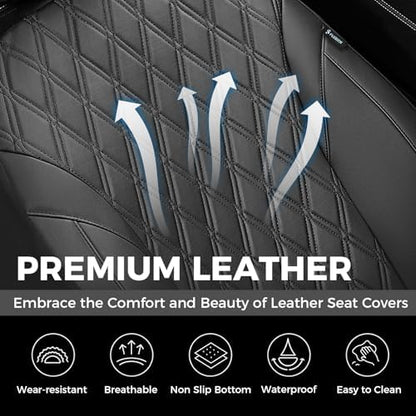 FLORICH Car Seat Covers Front Seat, Leather Seat Covers for Cars Breathable, Car Seat Protector Waterproof, Universal Automotive Seat Covers, Front Car Seat Cover Fit for Most Sedans SUV Pick-up Truck - Image 4