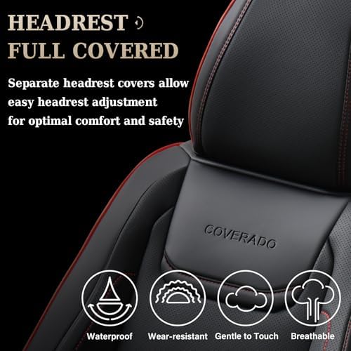 Coverado Car Seat Covers, Front Covers for Cars, Car Seat Cover Front Seats, Car Seat Protector Waterproof, Leather Cushion, Universal Interior Covers Seat Protectors for Most Cars - Image 4