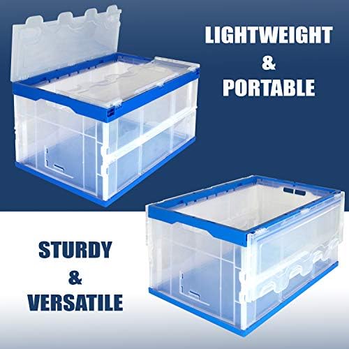 Mount-It! Clear Collapsible Storage Crate 3-Pack, 65L Folding Bins - Image 4