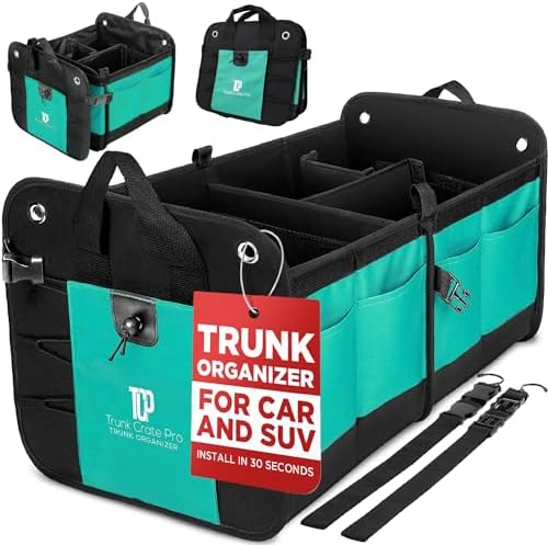 Teal Car Trunk Organizer for SUV & Auto Cargo Storage, Large by TRUNKCRATEPRO