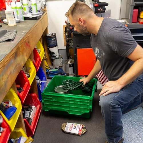 Akro-Mils 39120 Industrial Lidded Plastic Storage Container, Nesting and Stackable Plastic Storage Box with Lid Attached, Organization Tote for Garage and Warehouse, 21.5"x15.25"x12.5", Green (6-Pack) - Image 4