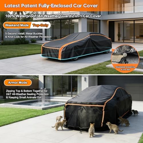 Full Enclosed SUV Car Cover Waterproof All Weather Heavy-Duty – Fits 202-212" SUVs: X7, Enclave, Traverse, Durango, Acadia, QX56/60, Sequoia, Atlas & More - Image 2