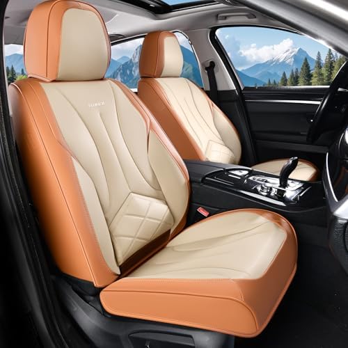 FLORICH Front Car Seat Covers, Leather Seat Covers for Cars, Waterproof Car Seat Protectors 2 Pack, Front Seat Covers for Cars, Automotive Seat Covers Protector Fit for Most Sedans SUV Pick-up Truck by FLORICH