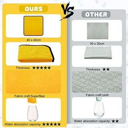 Tallew 40 Pcs Yellow Microfiber Towels: 16"x16" Microfiber Drying Towels Bulk Micro Fiber Car Cleaning Cloth for Cars Drying Washing Polishing Cleaning Household Supplies - Image 3