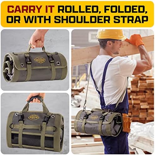 Ryker PRO Heavy Duty Motorcycle Tool Roll Up Bag w/Socket Wrench Organizer - Image 5