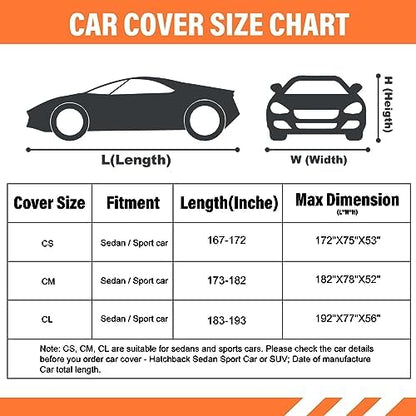 Car Cover Waterproof All Weather, Coverado Soft Cotton Backing Hail Protector Car Cover, Uv Storm Protection Full Exterior Covers with Invisible Mirror Pocket, Universal Fit Sport Car (167"-172") - Image 6
