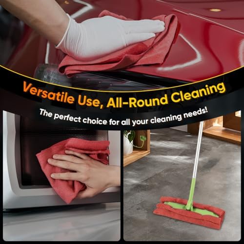 HOMEXCEL Microfiber Cleaning Cloth 200 PK, Towels for Cars, Shop Rags, Red - Image 6