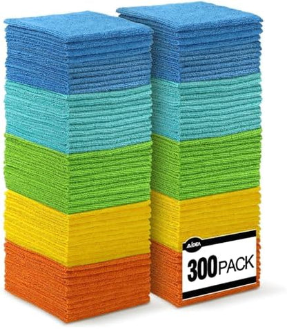 AIDEA Microfiber Cleaning Cloth, 300PK, Soft Absorbent Rags, Microfiber Towels for Cars, Kitchen Towels, Dusting Cloth for Home, Window, Cleaning Supplies, 12"×12" by AIDEAHOME