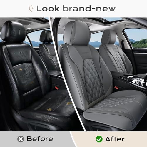 Coverado Car Seat Covers, Front Seat Cover, 2 Pack Luxury Faux Leather Seat Covers for Cars, Waterproof Car Seat Protector Car Seat Cushion, Universal Automotive Seat Covers Fit for Most Cars - Gray - Image 6