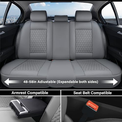 Coverado Car Seat Covers Full Set, Nappa Leather Seat Covers for Car, Waterproof Car Seat Protector with Lumbar Support, Automotive Seat Covers Universal Fit for Most Cars SUV Trucks (Gray) - Image 5