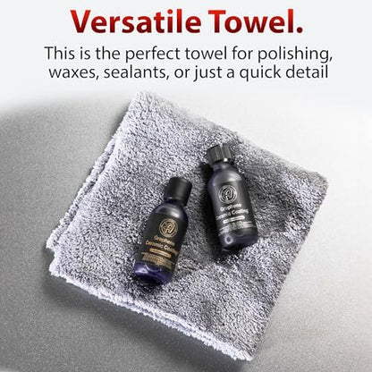 Adam's Borderless Grey Microfiber Towel (6pk) - Premium Ultra Soft Car Detailng Towel Cloths, 480gsm - Safe for Car Wash, Home Cleaning & Pet Drying Cloths (16 Inch x 16 Inch) - Image 4