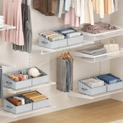 DIMJ Closet Storage Bins - Fabric Storage Baskets for Shelves, Collapsible Closet Organizers and Storage with Handles, Trapezoid Shelf Organization Storage Cubes for Purse, Toys, Books, Towel, Socks - Image 4