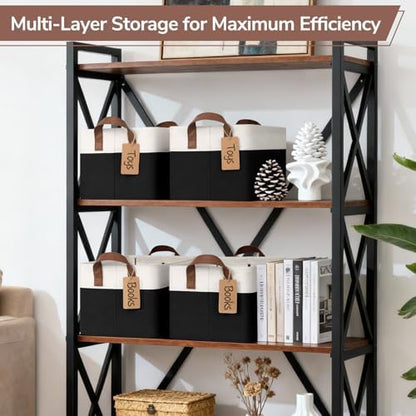 CHICVITA 4 Pack Fabric Storage Bins for Shelves, 20L Black & White - Image 5
