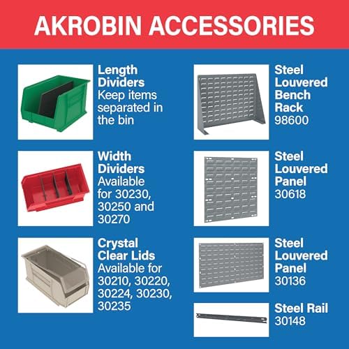 Akro-Mils 30210 AkroBins Plastic Storage Bins, 5"x4"x3", Blue, 24-Pack - Image 6