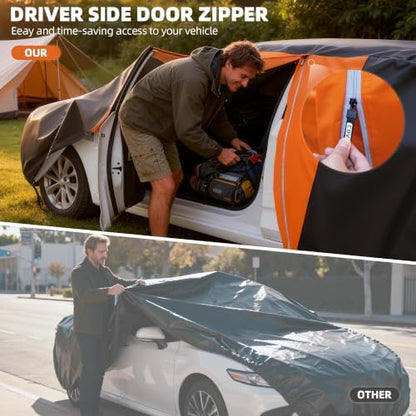 10-Layer Car Cover Waterproof All Weather Soft Cotton & Door Zipper - Image 5