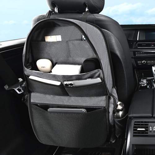 Coverado Backseat Car Organizer, Heavy-Duty Durable Dual-Way Use Car Back Seat Organizer Waterproof with Reinforced Pockets, Zipper Closure Design, Protect Valuables from Spills, Keeps Car Tidy by COVERADOAUTO