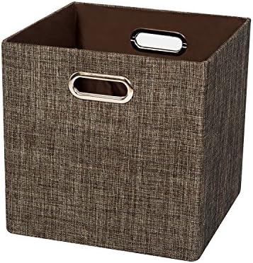 Posprica Storage Bins Cube Containers Boxes,Thick and Heavy Duty Fabric Drawers, 11×11 inch- Set of 4,Brown - Image 5