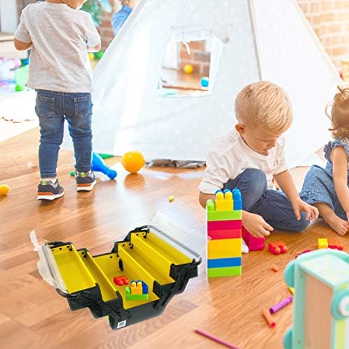 Portable Tool Box - Storage Compartments for Tools, Parts, Crafting Supplies or Tackle by Stalwart - Cantilever Toolbox, 18"L x 11.8"W x 8.25"H, Black/Yellow - Image 3