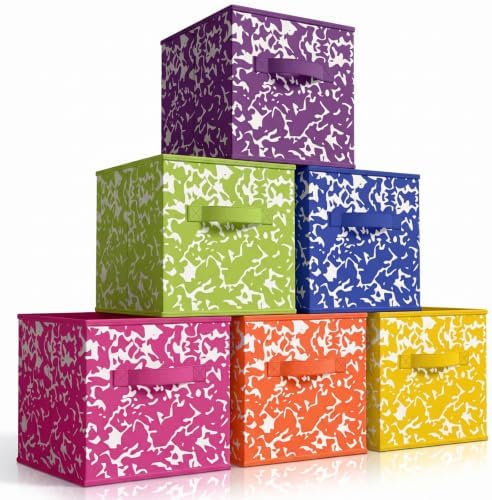 LemonRoad 6 Fabric Cube Storage Bin 11'' Classroom Bin, Rainbow, Classic by Unknown