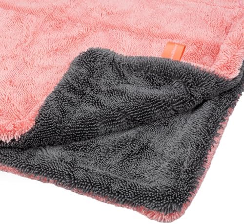 Maxshine 20" x 24" Universal Pink Car Drying Towel – 1200 GSM Rinse-Free Double-Sided Microfiber Towel – Plush, Super Absorbent for Car Wash & Detailing - Image 3