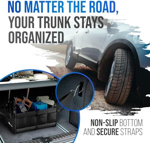 Car Trunk Organizer – Large Collapsible Storage Box with Adjustable Compartments – Heavy-Duty Cargo Organizer for SUV, Truck & Car – Non-Slip Waterproof Trunk Storage Bin for Groceries & Tools - Image 2
