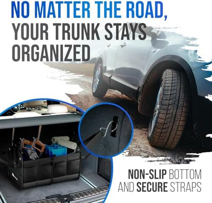 Car Trunk Organizer – Large Collapsible Storage Box with Adjustable Compartments – Heavy-Duty Cargo Organizer for SUV, Truck & Car – Non-Slip Waterproof Trunk Storage Bin for Groceries & Tools - Image 2