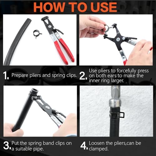 324Pcs 65Mn Steel Spring Band Hose Clamp Kit - 23 Sizes (6-38mm) Constant Tension Pipe Clip with Swivel Jaw & Hose Removal Pliers, Tweezers for Fuel Line, Coolant, Vacuum, Silicone Hoses & Air Tube ﻿ - Image 6