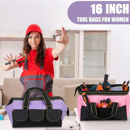 Sanwuta 3 Pack 16 Inch Tool Bags, Classic, Red, Pink, Light Purple - Image 6