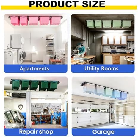 Overhead Garage Storage Rack for 12 17 27 Gallon Totes, 4 Pack for 3 Bins - Image 7