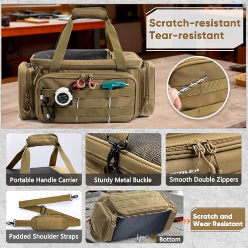 Heavy Duty Tool Bag Organizer with Strong Magnets & Detachable Pouches, Tactical Tool Tote for Men, Multiple Pockets, Anti-Friction Bottom Utility Tool's Bag for Electrician,Mechanic - Image 5